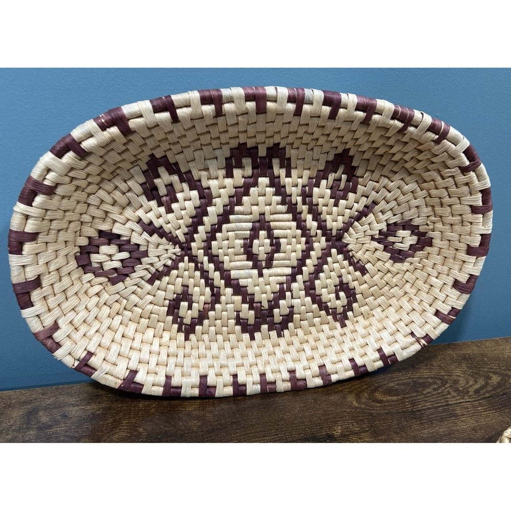 Set Of Woven Baskets Oval And Star Granny Core Boho Decor - Picture 3 of 7